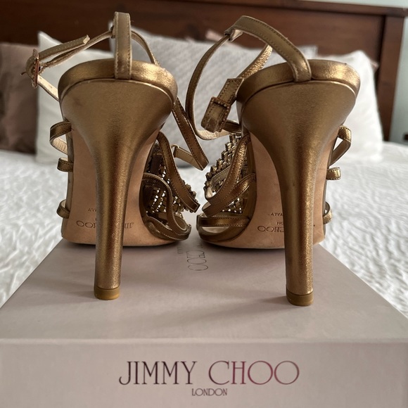 Jimmy Choo Metallic Nappa Neutral heels - Picture 3 of 4